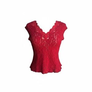 Secret Treasures Red Lace Top